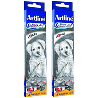 Artline Love Art Ultra Dark Sketch Pencil Set | Lightweight With Comfortable Grip | Pencil Set For Drawing, Shading | Safe Pencils For Children | Set Of 6 Sketch Pencil X Pack Of 2, Ink Black