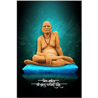 Dharvika Innovations Shri Swami Samarth Poster Big Size | Swami Samarth Paintings Sparkle Coated Self Adhesive (24 X 36 Inch)