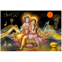 Dharvika Innovations Radha Krishna Poster Big Size Sparkle Coated Self Adhesive Waterproof Painting Vinyl Poster Without Frame (24 X 36 Inch) (Design 8)