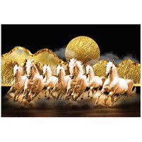 Dharvika Innovations Seven Horses Vastu Poster Big Size | Seven Horses Vastu Painting | Vastu Seven Running Horses Sparkle Coated Self Adhesive (18 X 24 Inch)-20711