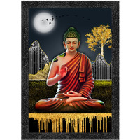 Dharvika Innovations Buddha Paintings For Living Room With Frame | Buddha Photo Frame | Buddha Painting - 2021 (1420 Inch) (Design 4)