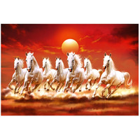 Dharvika Innovations Seven Horses Vastu Poster Big Size | Seven Horses Vastu Painting | Vastu Seven Running Horses Sparkle Coated Self Adhesive (1218 Inch, 7 Horses)
