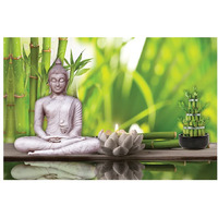 Dharvika Innovations Buddha Poster For Wall Big Size | Buddha Paintings For Living Room Big Size Sparkle Coated Self Adhesive Waterproof Vinyl Poster Without Frame (18 X 24 Inch)