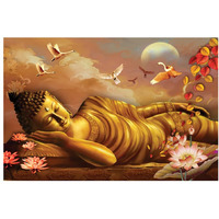 Dharvika Innovations Buddha Poster For Wall Big Size | Buddha Paintings For Living Room Big Size Sparkle Coated Self Adhesive Waterproof Vinyl Poster Without Frame (18 X 24 Inch)