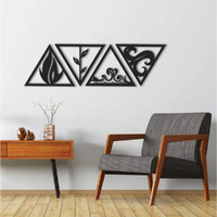 Meraki Mart 4 Elements Air, Fire, Earth, Water Wall Art Hanging Black Designed Wood Sculptures Black Wall Art Decoration Contemporary Living Room, Home, Above Bed Decor, Bedroom, Office, Cafe 12 Inch