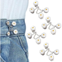 Xvia Flower Waist Pin,Jeans Adjustable Button Pins Waist Buckle For Loose Jeans Pants,Pearl Detachable Instant Jeans Button Pins Waist Tightener(4-Pcs)