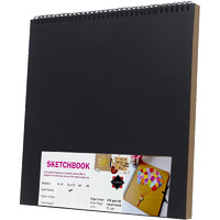 Lakeer 12 X 12 Inch Wiro Bound Sketchbook - 250 Gsm Kraft Paper, 25 Sheets | Acid-Free | For Sketching, Drawing, Painting, Scrapbooking (Brown)