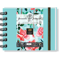Zen Sangam Premium A6 Spiral Gouache Journal - Landscape - 300 Gsm - Cold Pressed Sketchbook - Rough Grain Surface - 20 Sheets (40 Pages) - Size (14.8X10.5Cm) - Gouache Book - Sky Blue - For Artists