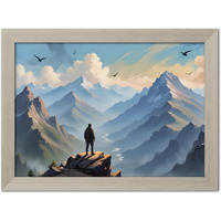 Tenorarts Mountain Photo Frame Vastu Abstract Modern Art Framed Aesthetic Wall Painting With White Wooden Texture For Living Rooms Office Bedroom - Paintings/Wall Hangings (12Inches X 9Inches)