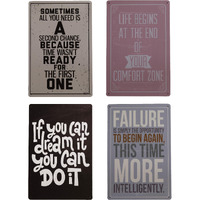 Store2508 Motivational Vintage Metal Tin Sign Poster - Pack Of 4, 30X20 Cm (Set D)