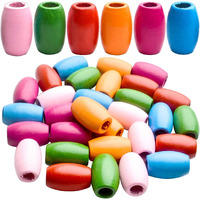 Diy Crafts 390, Wooden Beads Colorful Oval Wood Beads Large Hole Tube Beads Barrel Wood Spacer Beads For Diy Bracelet Necklace Hair For Garland Macrame, Diy Jewelry Making, Farmhouse Decor (390)