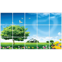 Jaamso Royals Green Tree And Sky Kitchen Wall Stickers Self-Adhesive Resistant Removable Heat Oil Proof Waterproof Vegetable Decal Aluminum Foil Sticker (75Cm X 45Cm)