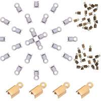 Diy Crafts Pack Of 200 Pcs, Silver Package Include As Title, About 200 Pcs 304 Stainless Steel Fold Over Cord Ends Terminators Crimp En(Pack Of 200 Pcs, Silver Package Include As Title)