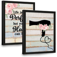 Chaka Chaundh - Saloon Wall Frames - Saloon Wall Poster - Beauty Parlour Wall Decoration Framed Posters - Hair Salon Wall Decoration Posters - (14 X 11 Inches) Set Of 2