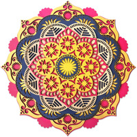 Ambiyaa 13 * 13 Inches 3D Laser Cut Mandala Wall Art | Decorative & Multi Layered Mandala | Hand Crafted Wooden Wall Dcor For Living Room Home Office