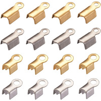 Diy Crafts Design No # 5, Pack Of 50 Pcs, 304 Stainless Steel Fold Over Crimp Cord Ends Fold Over Cord Ends Leather Ribbon Ending Clasp Tips End Clamp Jewelry Conn(Design No # 5, Pack Of 50 Pcs)