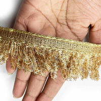 Adikala Golden Frilled Jhalar Lace Suitable For Dupatta, Saree, Suit, Lehenga, Saree & Dupatta, Home Furnishing, Diy Art & Crafting, Etc -9Mtr Approx