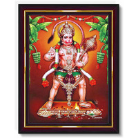 Pavan Photo Laminations Lord Hanuman Ji Hanumanji Jai Bajrangbali Wall Painting Framed Home Decor (Wood,Matte,Brown,Small Size,6 X 8 Inch) B759S
