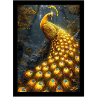 Divaframes Peacock Painting For Wall Vastu, Dancing Peacock Picture For Home Decor, Beautiful Wall Frame, Positive Energy Home & Office Decoration, 10 X 13 Inch