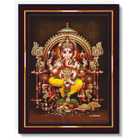 Pavan Photo Laminations Lord Ganesha Ganesh Ganpati Ganapathi Hanging Wall Painting Framed Home Decor (Wood,Matte,Brown,Small Size,6 X 8 Inch) B13S