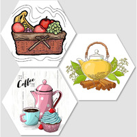Livestream Kitchen Art Designer Decorative Wall Art For Restaurants | Kitchen Hotels Gift Decoration Beautiful Painting Hanging Items Set Of 3 Pieces Fine Self Adheshive Painting 17 Inch X 17 Inch
