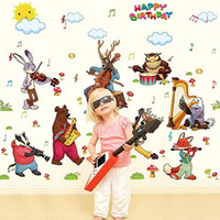 Jaamso Royals Multi Color Cartoon Animals Pvc Vinyl Self Adhesive Kids Room Decor Wall Stickers