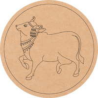 Sure Laser Cut Mdf Pichwai Cow Right Side Face Engraved Design Wall Plate Base With Frame Diy Craft (12 Inch)