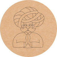 Sure Laser Cut Traditional Rajasthani Decorative Ram Ram Sa & Padharo Sa Welcome Men Round Mdf Cutout With Engraving For Hanging, Decoration, Resin Art & Craft Diy. (10 Inch)