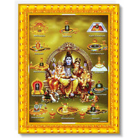 Pavan Photo Laminations Shiv Parivar Family Siva Parvati Jyotirling Wall Painting Framed Home Decor (Wood,Matte,Gold,Big Size,10 X 12 Inch) R143M