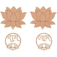 Sure Laser Cut Mdf Lotus Shubh Labh Premarked Cutouts Decorative Items Home Decoration For Bedroom, Living Room, Office, Study Room Etc.(12 Inch)