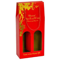 10 Pack Wine Bottle Gift Cardboard Bags Bulk, Gift Bags With Handlesfor Champagne Alcohol (Red, Double Bottle)