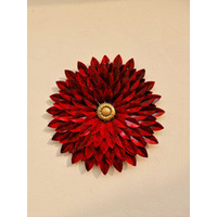 Rsn Red Flower Metal Frame Wall Dcor, Antique Wall Hanging For Living Room, Wrought Iron, Wall Art Decor Hanging For Home, Office, Hotel - Size 24X3X24 Inch