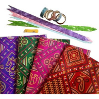 Sejascollections Products Pack Of 20 Jaipuri Chunri Print Gift Wrapping Paper Sheets With 4 Glitter Tape,4 Flower Ribbon For Multipurpose Use Combo Pack Of 20 Sheets