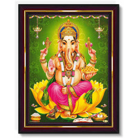 Pavan Photo Laminations Lord Ganesha Ganesh Ganpati Ganapathi Hanging Wall Painting Framed Home Decor (Wood,Matte,Brown,Big Size,10 X 12 Inch) B1010M