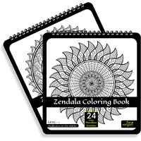 Zen Sangam - Set Of 2 Zendala Meditation Adults Coloring Book - Expert Designs Level 1 And Level 2 (Zentangle + Mandala)
