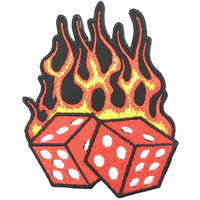 Sync Patches For Clothes Dice On Fire Patch Jeans Jackets Black Bat Biker Bike Badges Labels For Bags Kids Jacket Dresses Decoration Craft Sew Stitich On Clothes Paste On Fabric Diy Patch For Clothes