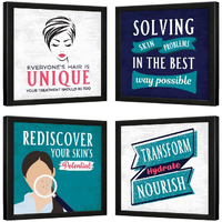 Chaka Chaundh - Dermatologist Quotes Framed - Skin Doctor Framed Poster For Wall Decor - Skin Clinics Wall Quotes Decoration Item - Set Of 4 Frames - 11 X 11 Inches