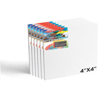 Variety 4 X 4 Inch Cotton Canvas Board For Painting, 7Oz Primed, Pack Of 6 Piece