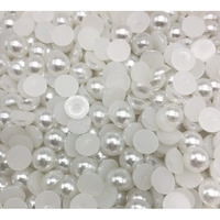 Omx Pearl Beads Half Cut, White(8 Mm Diameter, Set Of 300 Beads) Acrylic Plastic