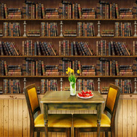 Jaamso Royals Vintage Bookshelf Self-Adhesive Water Proof Wall Paper Sticker For Home Decor And Wall Decor (200Cm X 45Cm), Multi, Standard (1023_200 Cm)