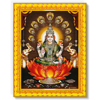 Pavan Photo Laminations Goddess Lakshmi Devi Dhana Vaibhav Laxmi Maa Wall Painting Framed Home Decor (Wood,Matte,Gold,Small Size,6 X 8 Inch) R321S