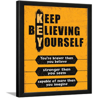 Chaka Chaundh - Office Quotes Frames - Motivational Quotes Wall Frames For Office, Student - Positive Quotes Wall Frame - Keep Believing Yourself - (14 X 11 Inches)
