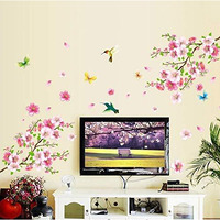 Jaamso Royals Cherry Blossoms And Birdswall Stickers For Living Room Flowers, Floral Wall Stickers, Flower Sticker, Nature Wall Stickers, Walls Of Home, Wall Stickers Flower Design (90Cm X 60Cm)
