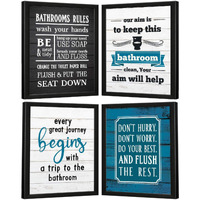 Chaka Chaundh - Bathroom Poster - Bathroom Posters With Frame - Bathroom Quotes Framed Posters - Washroom Quotes Frames - Toilet Quotes Wall Hanging - (14 X 11 Inches) (Multicolor - Wood Pattern)