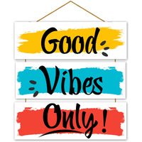 Parkota House Good Vibes Only Wooden Wall Hanging For Home Decor Bedroom Living Room/Office/Home Decor-Set 3