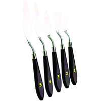 Imprint Palette Knife Painting Metal Spatula Palette Knife Oil Paint Metal Knives Wooden Handle 5 Pieces Set)