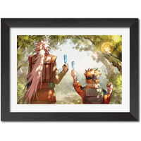 Tenorarts Naruto And Jiraiya Posters Naruto Anime Laminated Posters Framed Paintings With Matt Black Frame (12Inches X 9Inches)