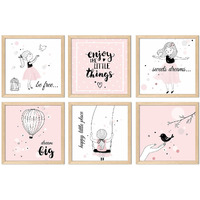 Printelligent Kids Room Decoration Framed Posters  Nursery Wall Art - Inspirational Quotes Paintings For Girls And Boys Classroom Bedroom - Gift Items For Kids. Set Of 6 (10 X 10 Inch) (E)