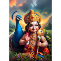Roostaflag Lord Murugan Poster | Cute Baby Murugan Poster | Murugan Sticker Wall | Murugan Posters For Wall | Bala Murugan Poster | Murugan Wall Stickers | Baby Murugan Posters For Pregnant Women