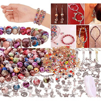 Diy Crafts 1 Set, Mix, 1 Set Contain 50X Jump Ring 10X Earring Hook 5X Tibetan Charms 5X Multi Charm 10X Space Acrylic Bead 1X Crystal String 25X Bead Bracelet Necklace Jewelr (1 Set, Mix)